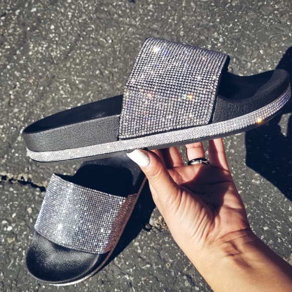 Last Size 7 💎🖤Black Sparkling Swarovski Sandal - Picture 2 of 7